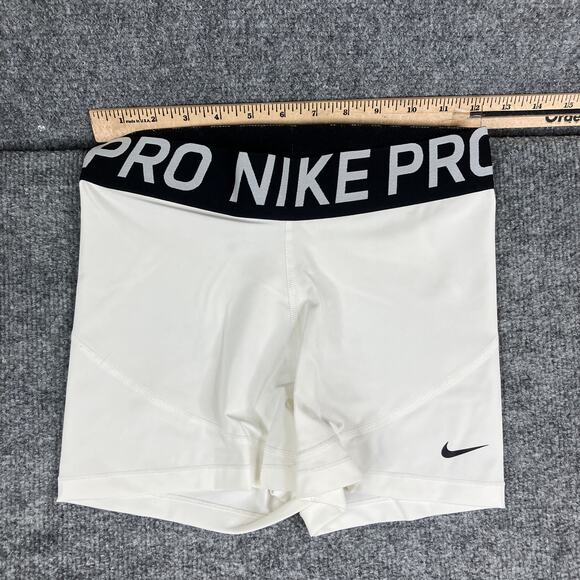 Nike Pro Compression Shorts Kids Size M White Black Waistband Dri-Fit Training - Picture 1 of 8